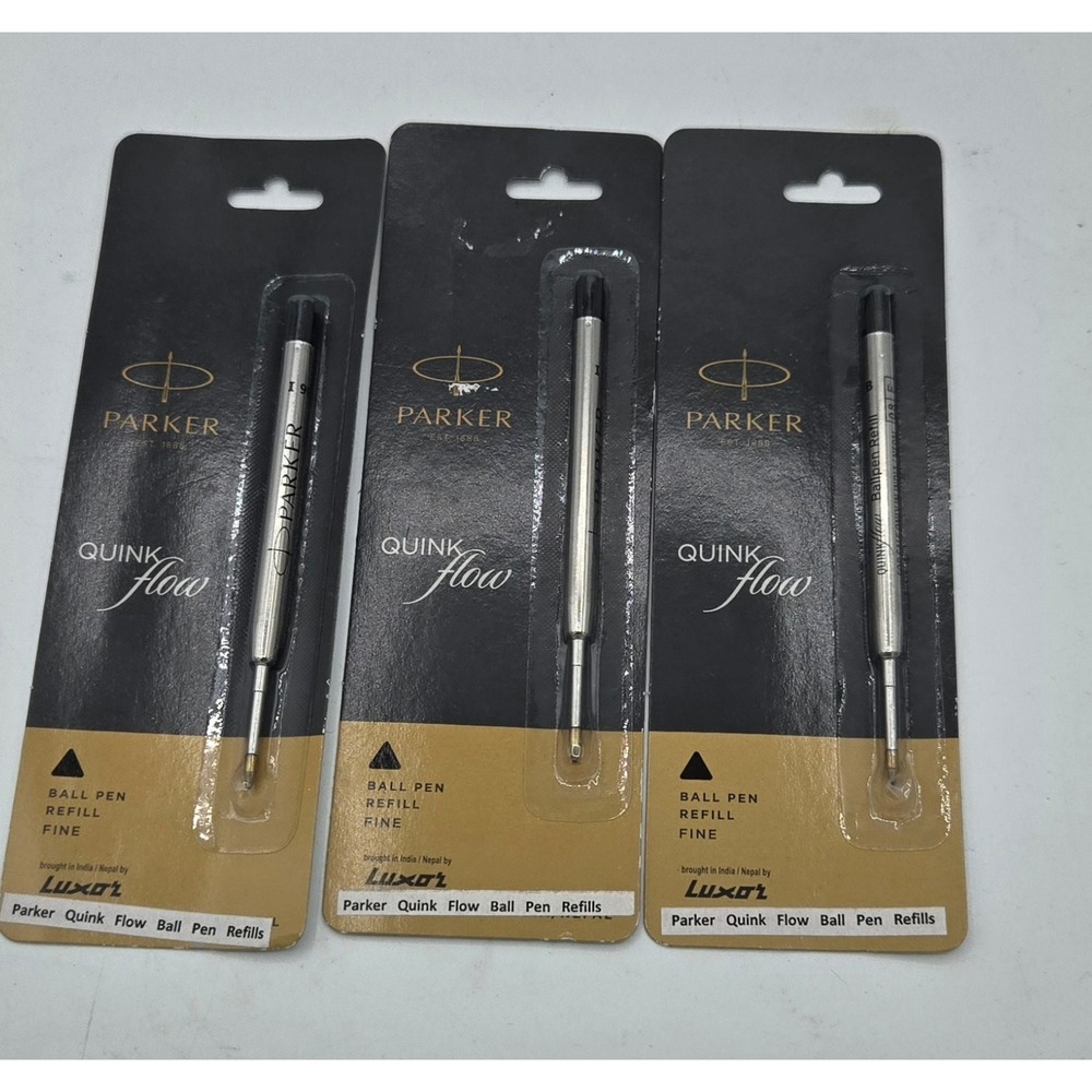 Lot of 3‎ Parker Quinkflow Ball Pen Refills - Fine Point, Black Ink